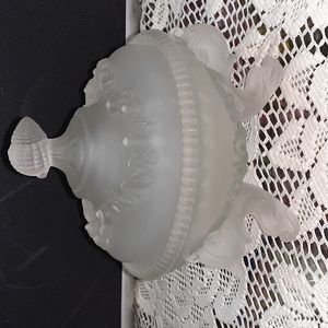 Vintage Westmoreland Argonaut Frosted Glass Covered Dish Seaside Design